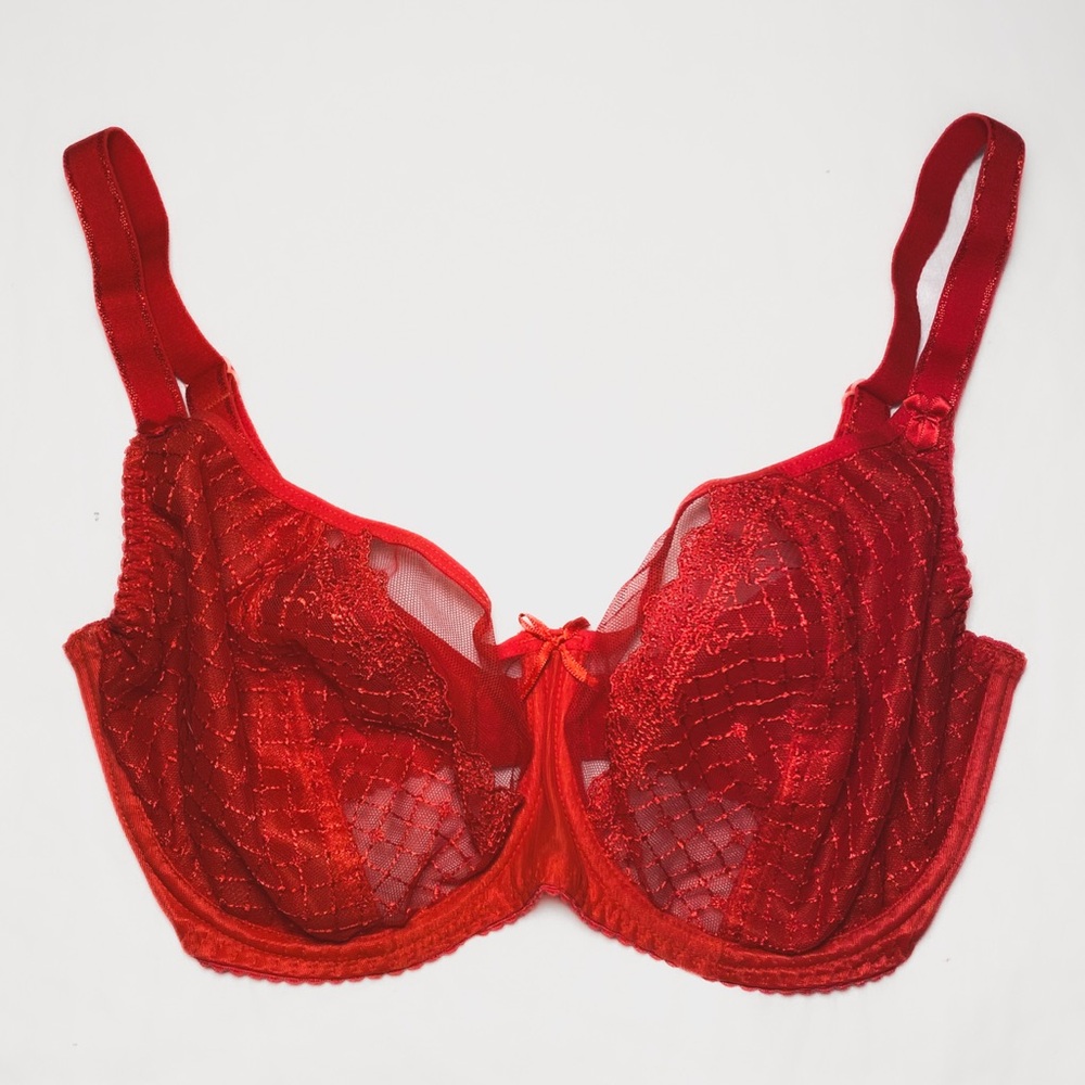 32H Gaia Sexy Red Lace Unlined Underwire Bra